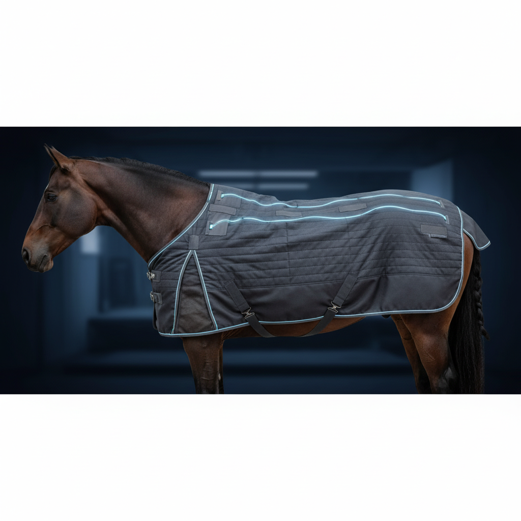 Horse with PEMF blanket along the spine