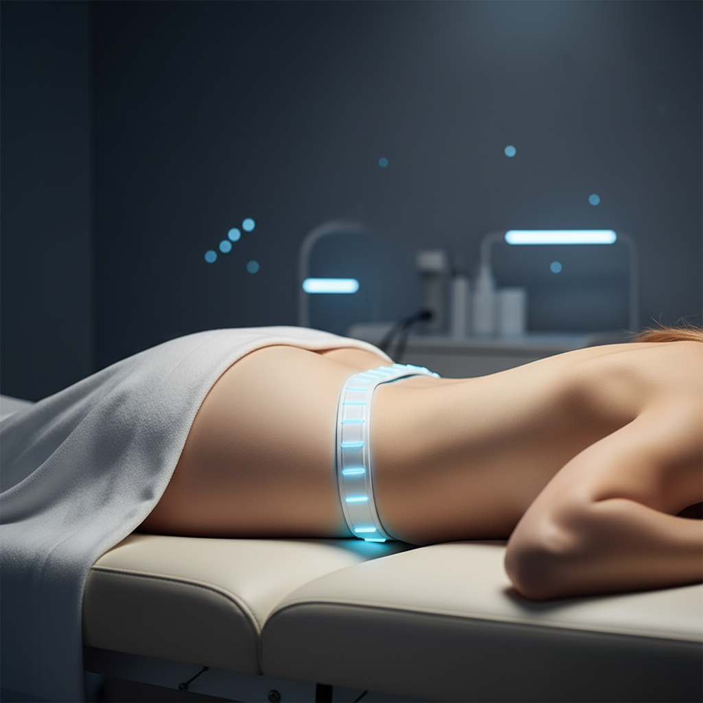 PEMF therapy applicator along lumbar and gluteal area